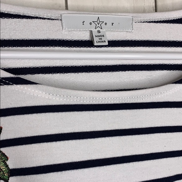 NWT Fever striped embroidered flower flare sleeve - Picture 9 of 11